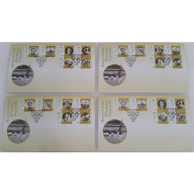2000 Australian Olympic Legends First Day Covers - Lot of Four