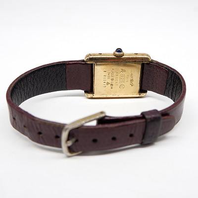 Ladies Cartier Silver Gold Plated Faced 'Tank' Wristwatch