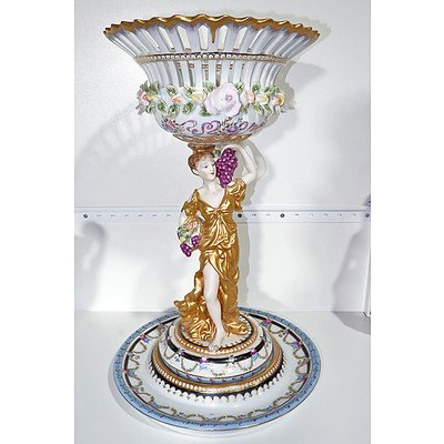 Large German Dresden Style Porcelain Centrepiece, Late 20th Century