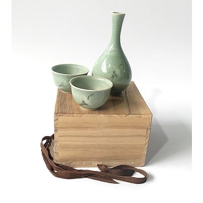 Korean Celadon Rice Wine Setting, 20th Century