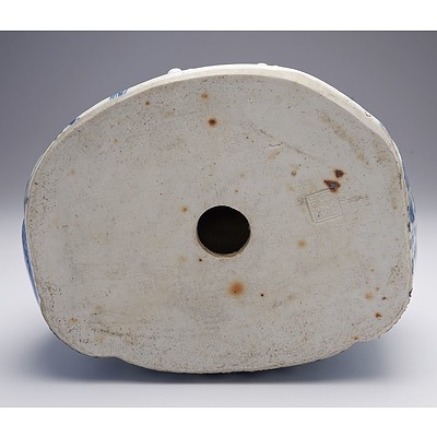 Rare Chinese Blue and White Buddha Budai with Five Boys, Wei Hong Tai Mark, Republic Period