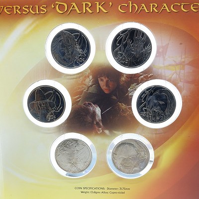 2003 New Zealand $1 Lord of the Rings 3 Coin Set and 2003 New Zealand Lord of the Rings Dollar 50 Cent 6 Coin Set