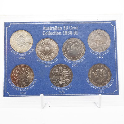 1966-91 Australian 50 Cent Collection 7 Coin Set
