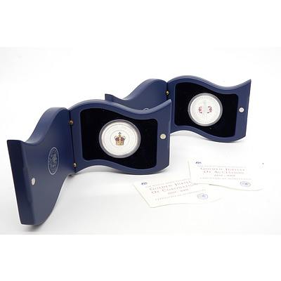 2002 and 2003 Golden Jubilee of Accession Silver Proof Coins with Original Boxes