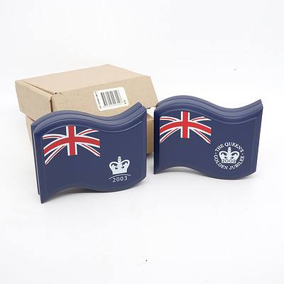 2002 and 2003 Golden Jubilee of Accession Silver Proof Coins with Original Boxes