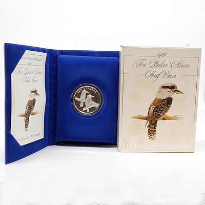1989 The Birds of Australia, Kookaburra $10 Silver Proof Coin