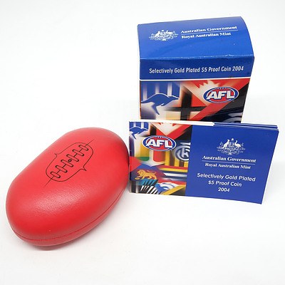 2004 AFL 'Australia's Own Game' Selectively Gold Plated $5 Proof Coin