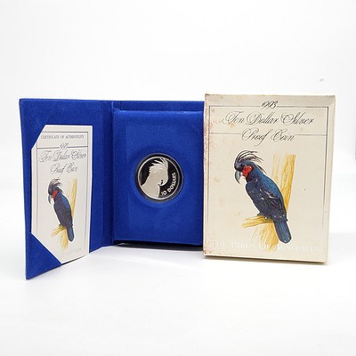 1993 Birds of Australia, Palm Cockatoo $10 Silver Proof Coin