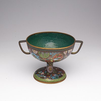 Japanese Cloisonne Enamel Twin Coupe, Early 20th Century