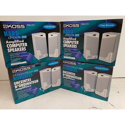 Koss HDM315A Amplified Computer Speakers - RRP $400+ - Brand New - Lot of 4