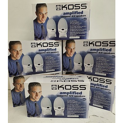 Koss EL425 Amplified Computer AV Speakers - Lot of 6 - RRP $600 - Brand New