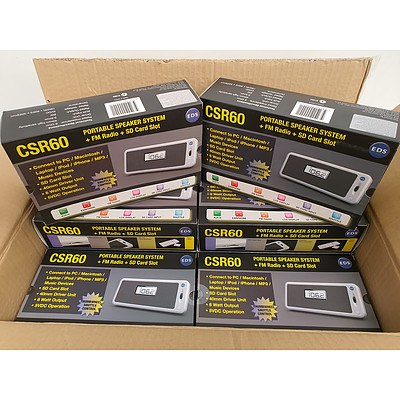 EDS CSR60 Portable Speaker System with SD Card Slot and FM Radio - Lot of 20 - Brand New RRP $1200+