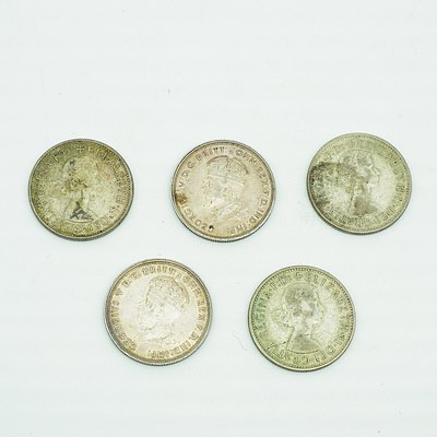 Two 1927 Parliament House Florins, Two 1954 Florins and a 1957 Florin