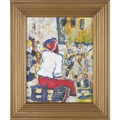 Zach Nkwiri, Seated Woman, Oil on Board