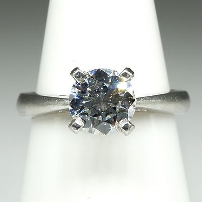 Platinum Ring with Round Modern Cut Diamond 1.02ct (F/G VS2), 5.5g