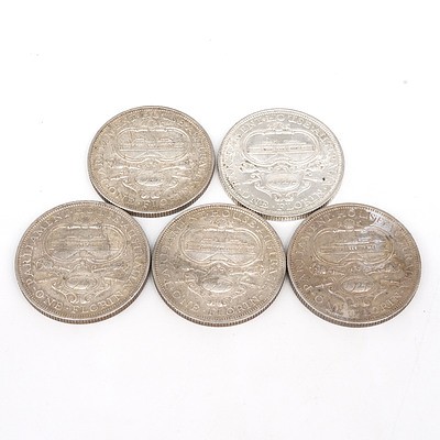 Five Australian 1927 Silver Parliament House Florins