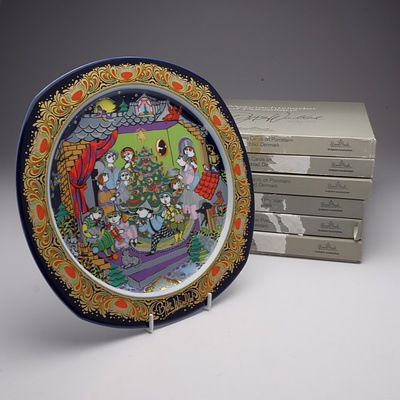Rosenthal Bjorn Winblad Design 1985 Christmas Plates, Set of Six in Original Boxes