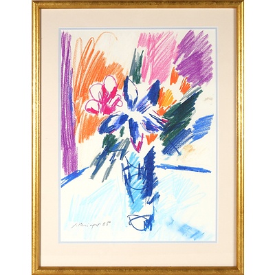 Lothar Krieger (German 1943-1997) Still life, Crayon, Signed and Dated Lower Left 85