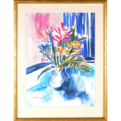 Lothar Krieger (German 1943-1997) Still life, Crayon, Signed and Dated Lower Left 85