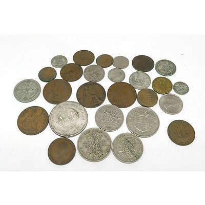 Group of British Coins, Including 1937 Crown, 1958 Half Crown, 1948 Half Crown, 1928 Florin and More