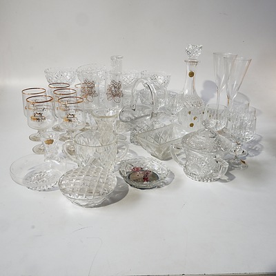 Quantity of Approximately 43 Crystal, Cut Glass and Glass Including Astra Hand Cut Lead Crystal, Cristal D'Arques and More