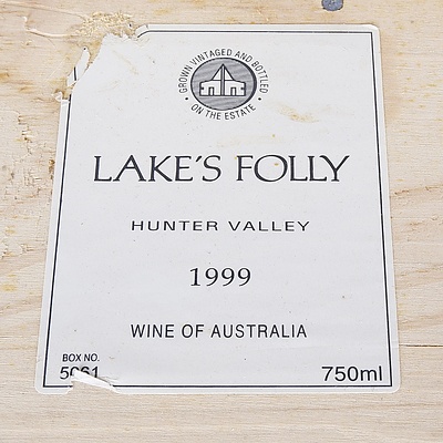 Box of 12 Lake's Folly 1999 Hunter Valley Cabernet Sauvignon Merlot 750ml