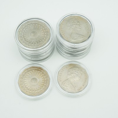 Group of Twelve Cased 1977 Australian 50 Cent Silver Jubilee Coins