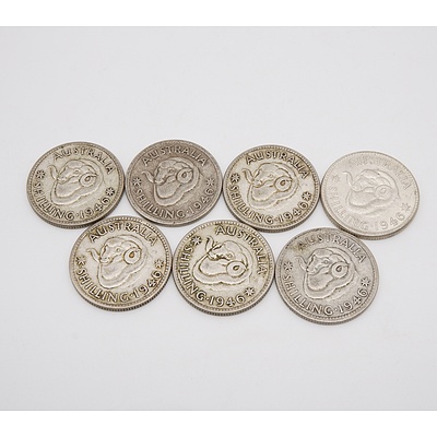 Group of Seven 1946 Shilling Coins