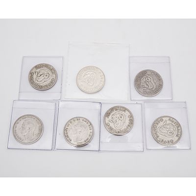 Group of Seven 1946 Shilling Coins