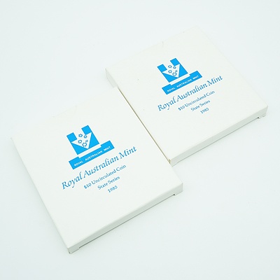 Two 1985 Royal Australian Mint State Series $10 Uncirculated Coins