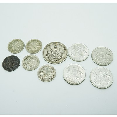 Group of Three Pence, Six Pence and One Shilling Coins