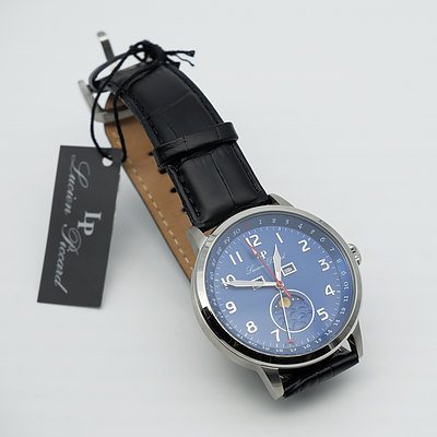 LUCIEN PICCARD QUARTZ MEN'S LEATHER WATCH