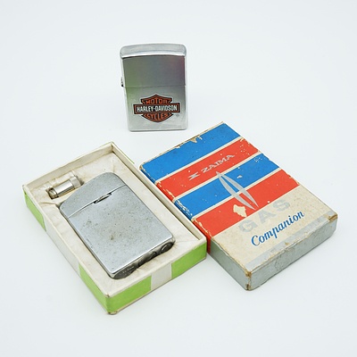 Zaima Gas Companion Vintage Gas Lighter and Harley-Davidson Zippo Lighter