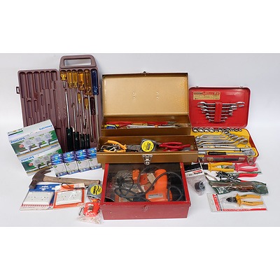 Stanley Screwdriver Set, Sidchrome Spanner and Socket Set, Black and Decker Corded Drill, Toolbox, Light Globes, Power outlets and More