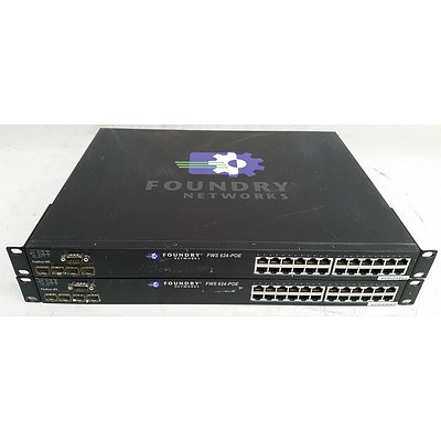 Foundry Networks FWS 624-POE 24-Port Managed Switch - Lot of Two