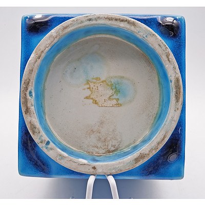 Chinese Turquoise Blue Glazed Moulded Porcelain Cong Vase, 20th Century