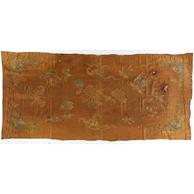Chinese Embroidered Silk Coverlet or Altar Frontal, 19th Century