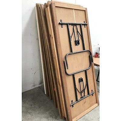 Assorted Timber Trestle Tables - Lot of 13