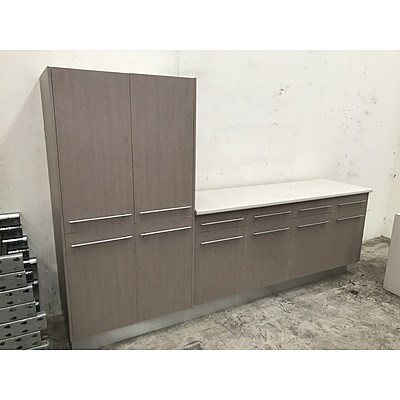 Large Laminate Storage Cabinet With Bench