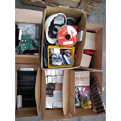 Bulk lot of assorted AV accessories and electrical & circuitry equipment