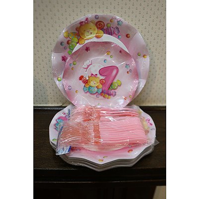 1st birthday paper plates & cutlery I