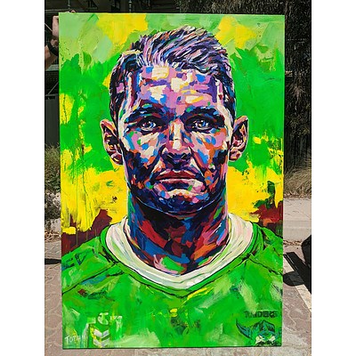 Signed Portrait of Canberra Raiders captain Jarrod Croker by Christopher Paul Tóth