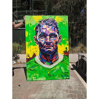 Signed Portrait of Canberra Raiders captain Jarrod Croker by Christopher Paul Tóth