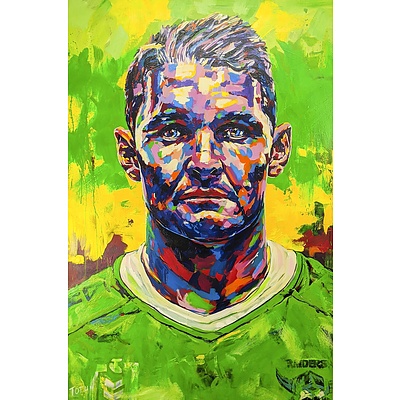 Signed Portrait of Canberra Raiders captain Jarrod Croker by Christopher Paul Tóth