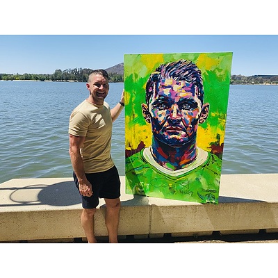 Signed Portrait of Canberra Raiders captain Jarrod Croker by Christopher Paul Tóth