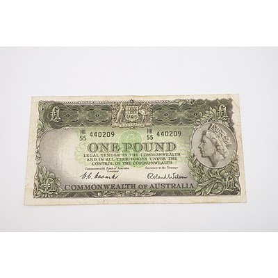 1953 Australian One Pound Banknote - Coombs/Wilson