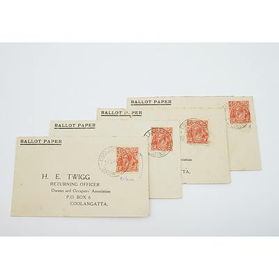 4 x 1933 Postal Covers KGV Two Pence Stamps