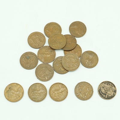 1967, 1968 & 1969 Australian Two Cent Coins - 17 Coins  SCARCE