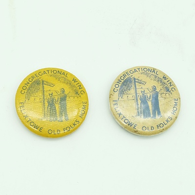 2 x WW1 Felixtowe Old Folks Home Badges