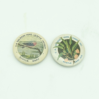 1917 & 1919 SA Soldiers Home League, Myrtle Bank Beach Fundraising Badges